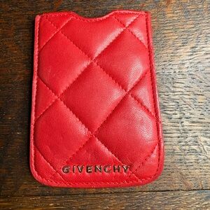 Authentic Vintage Givenchy Red Quilted Leather Pouch Card Holder